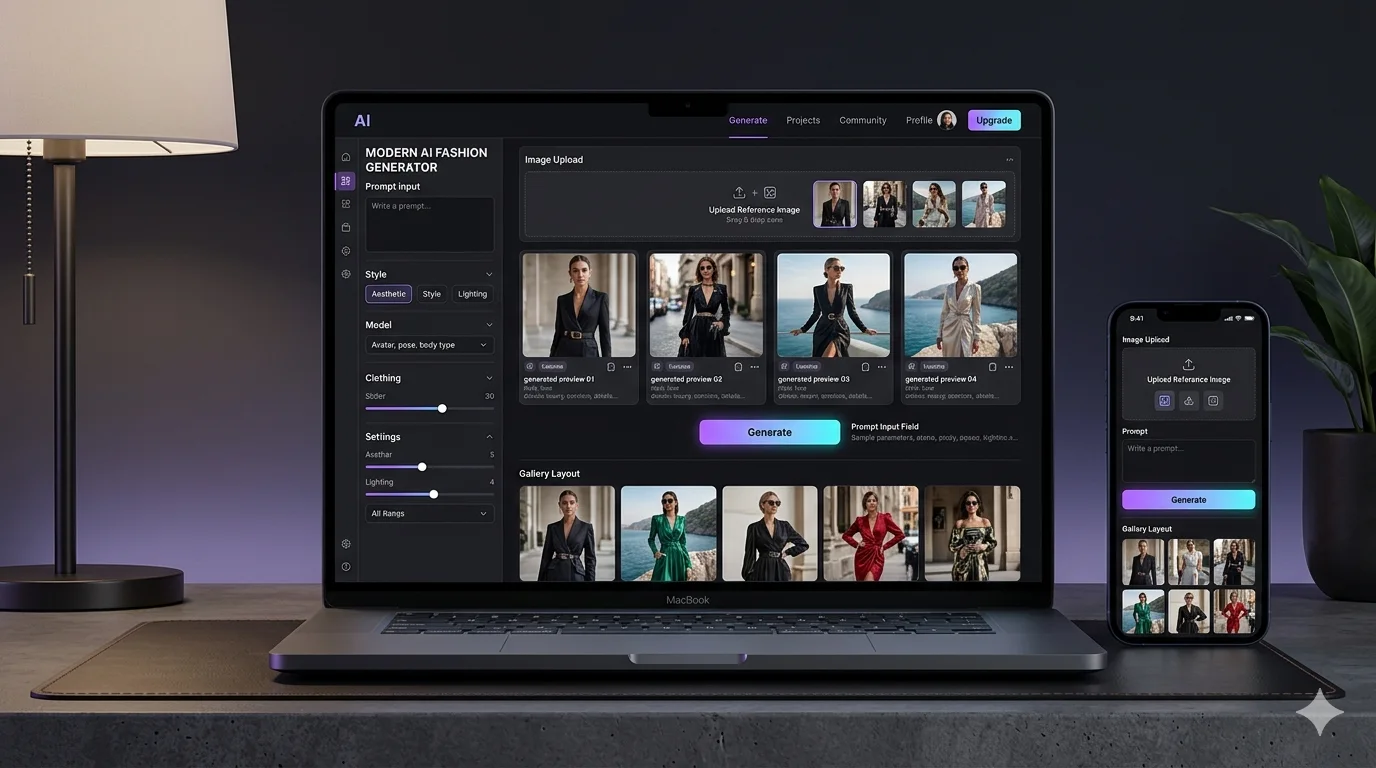Imagine AI Fashion Platform project mockup